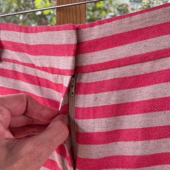 LOFT The Riviera Shorts Khaki And Pink Stripe Linen Blend Size 8. NEW - Picture 4 of 9